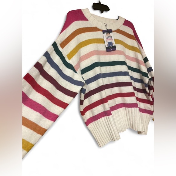 SOLD GAP Women's Colorful Striped Crew Neck Sweater - Picture 2 of 4